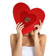 Photo: beautiful girl with heart, valentine day beautiful girl with heart, valentine day