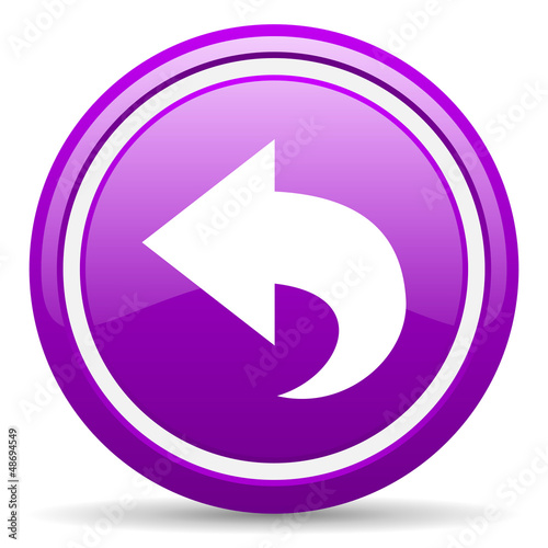 Illustration: back violet glossy icon on white background back violet glossy icon on white background