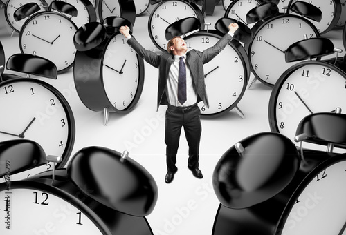 Photo: man and clocks man and clocks