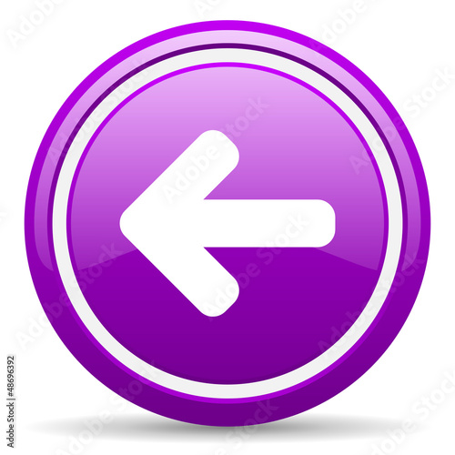 Illustration: arrow left violet glossy icon on white background arrow left violet glossy icon on white background