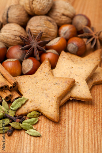 Photo: gingerbread cookies with cinnamon, anise and nuts gingerbread cookies with cinnamon, anise and nuts