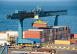 loading container on truck in port