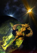 Alien Spaceship Travelling Through Space