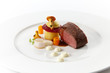grilled steak with vegetables and canterellas