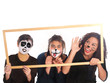 geschwister mit hunde, katze und panda schminke