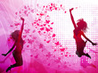 Background with jumping girls