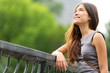 Business woman thinking in Central Park