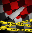 Crime scene with yellow police tape