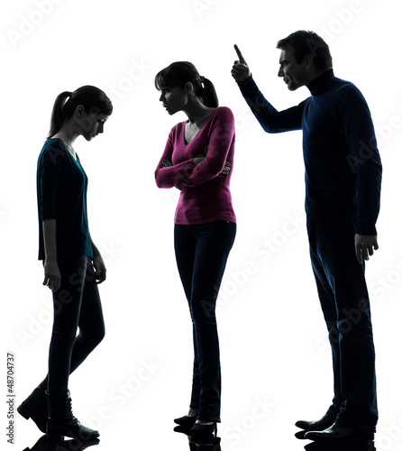 Photo: family father mother daughte dispute reproach silhouette family father mother daughte dispute reproach silhouette