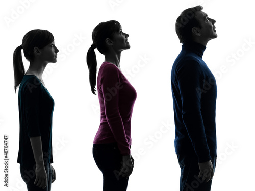 Photo: family father mother daughter looking up surprised silhouette family father mother daughter looking up surprised silhouette