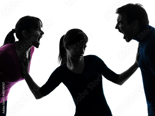Photo: family father mother daughter dispute screaming silhouette family father mother daughter dispute screaming silhouette
