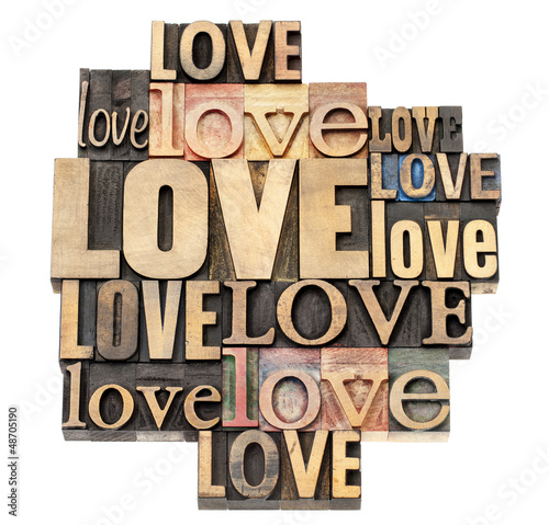 Photo: love word in wood type love word in wood type