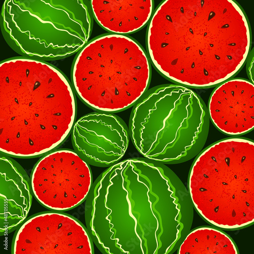 Illustration: Juicy green and red watermelon background Juicy green and red watermelon background