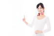 attractive asian woman wearing scarf showing