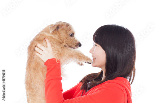 Photo: 小犬を抱いた女の子 小犬を抱いた女の子