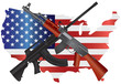 Assault Rifles with USA Map Flag Illustration