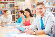 Student in library