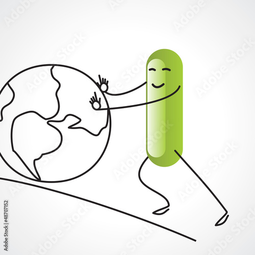 Vector: a man Hands is holding small earth a man Hands is holding small earth