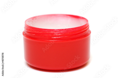 Photo: jar with makeup on white background jar with makeup on white background