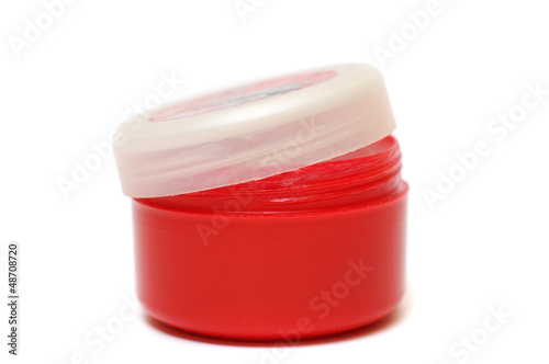 Photo: jar with makeup on white background jar with makeup on white background