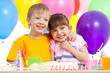adorable children celebrating birthday party