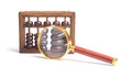 Chinese abacus and Magnifying glass,business concept