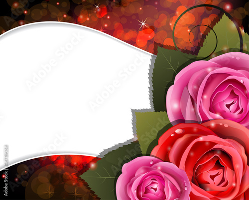 Vector: Roses on a red background. Valentines Day card Roses on a red background. Valentines Day card