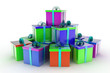 Stack of gift boxes 3d render
