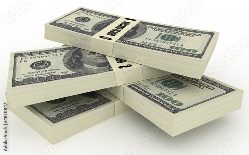 Illustration: 3d illustration of dollar banknotes heap 3d illustration of dollar banknotes heap