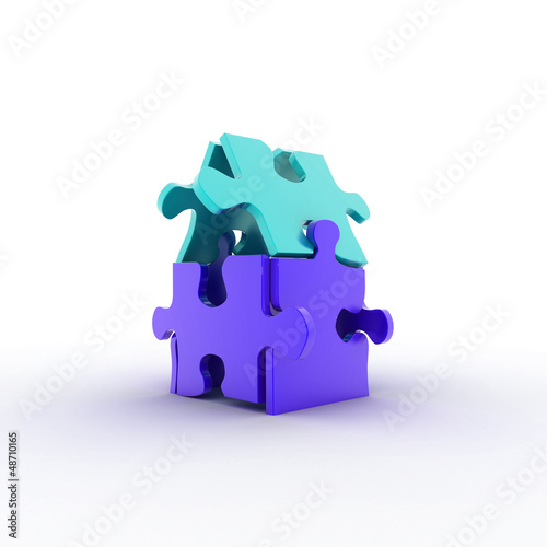 Illustration: House from puzzles. 3d House from puzzles. 3d