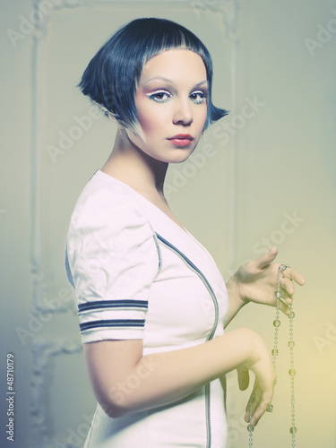 Photo: Beautiful lady in white dress Beautiful lady in white dress