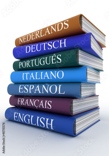 Illustration: Stack of dictionaries, learning language Stack of dictionaries, learning language