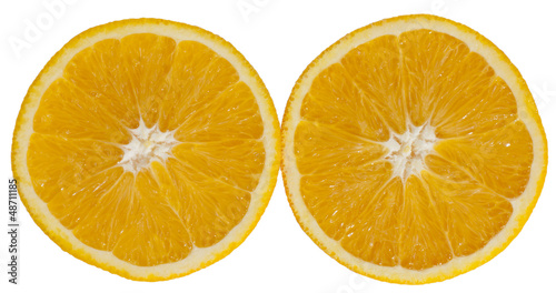 Photo: halved oranges on a white background halved oranges on a white background
