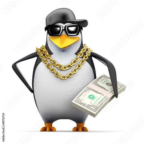 Illustration: Penguin rapper with some dollars to spend Penguin rapper with some dollars to spend