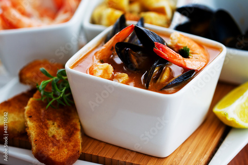 Photo: Mediterranean fish soup with mussels and shrimp Mediterranean fish soup with mussels and shrimp