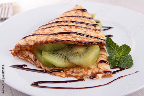 Photo: kiwi and chocolate pancake kiwi and chocolate pancake