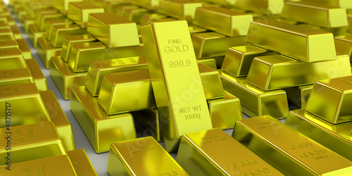Illustration: Golden bars 3d concept Golden bars 3d concept