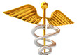 Abstract medical background with golden caduceus medical symbol