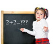 girl standing at the blackboard, isolated
