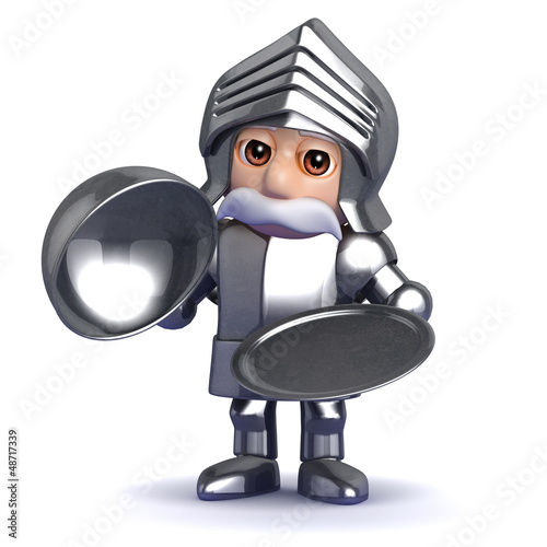 Illustration: Knight with silver service tray Knight with silver service tray