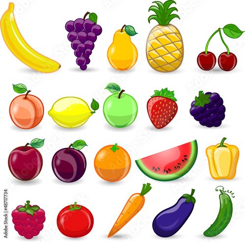 Illustration: Мультфильм фрукты и овощи Мультфильм фрукты и овощи