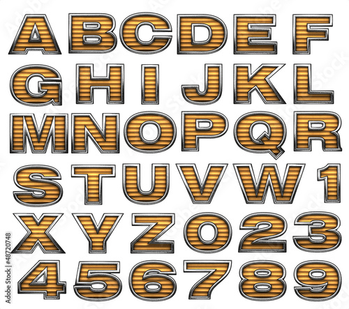 Illustration: Yellow alphabet with metal Yellow alphabet with metal