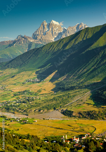 Photo: Old village in country between mountains. Upper Svaneti region, Old village in country between mountains. Upper Svaneti region,