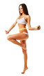 Foto: Healthy pretty woman with yellow measure Healthy pretty woman with yellow measure