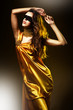 sensual adult woman in yellow dress