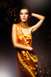 woman in long yellow dress