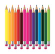 Vector: Colored pencils with erasers. Vector illustration Colored pencils with erasers. Vector illustration