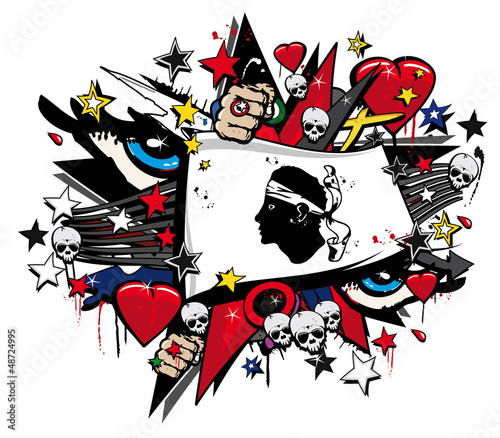 Illustration: Drapeau Corse graffiti corsica flag street art illustration Drapeau Corse graffiti corsica flag street art illustration