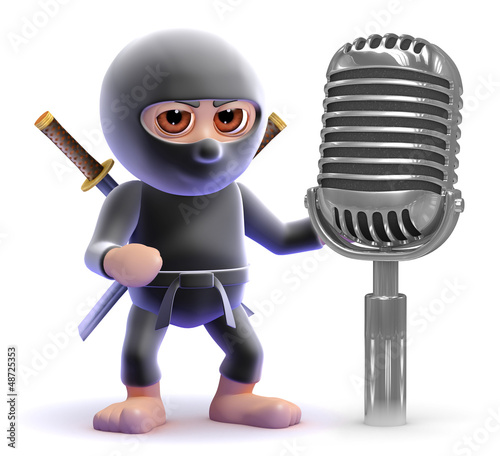 Illustration: Ninja speaks into the microphone Ninja speaks into the microphone