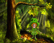 green gnome in the forest